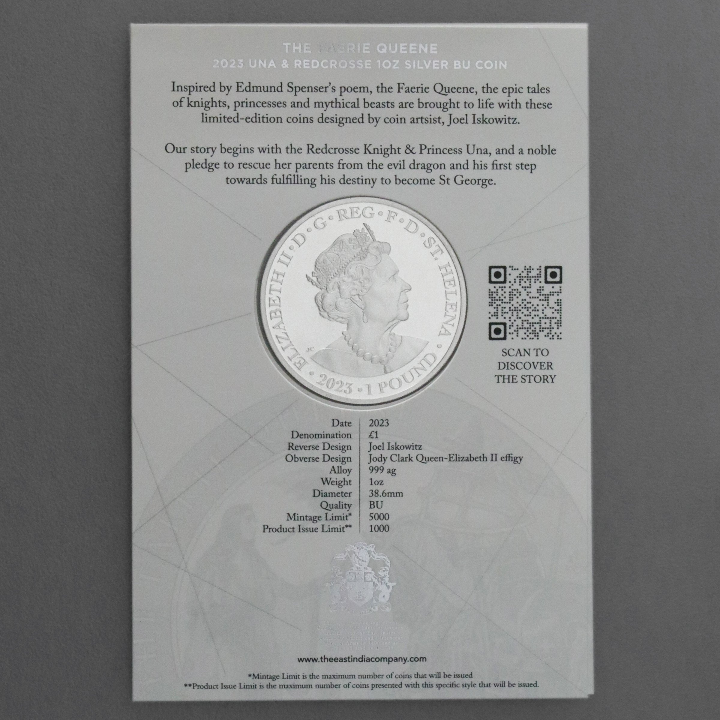 Silbermünze 1oz "Una and Redcrosse" 2023 in Card The Faerie Queene (St. Helena) - Detailansicht 1
