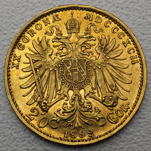 Goldmünze 20 Kronen 1892-1905 Originalprägung (Österreich) - Miniaturansicht 2