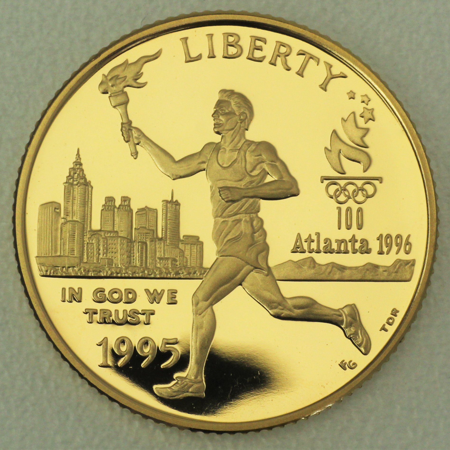 Goldmünze 5 Dollar "Olympia Atlanta Läufer" 1995 (PP) (USA) - Hauptansicht