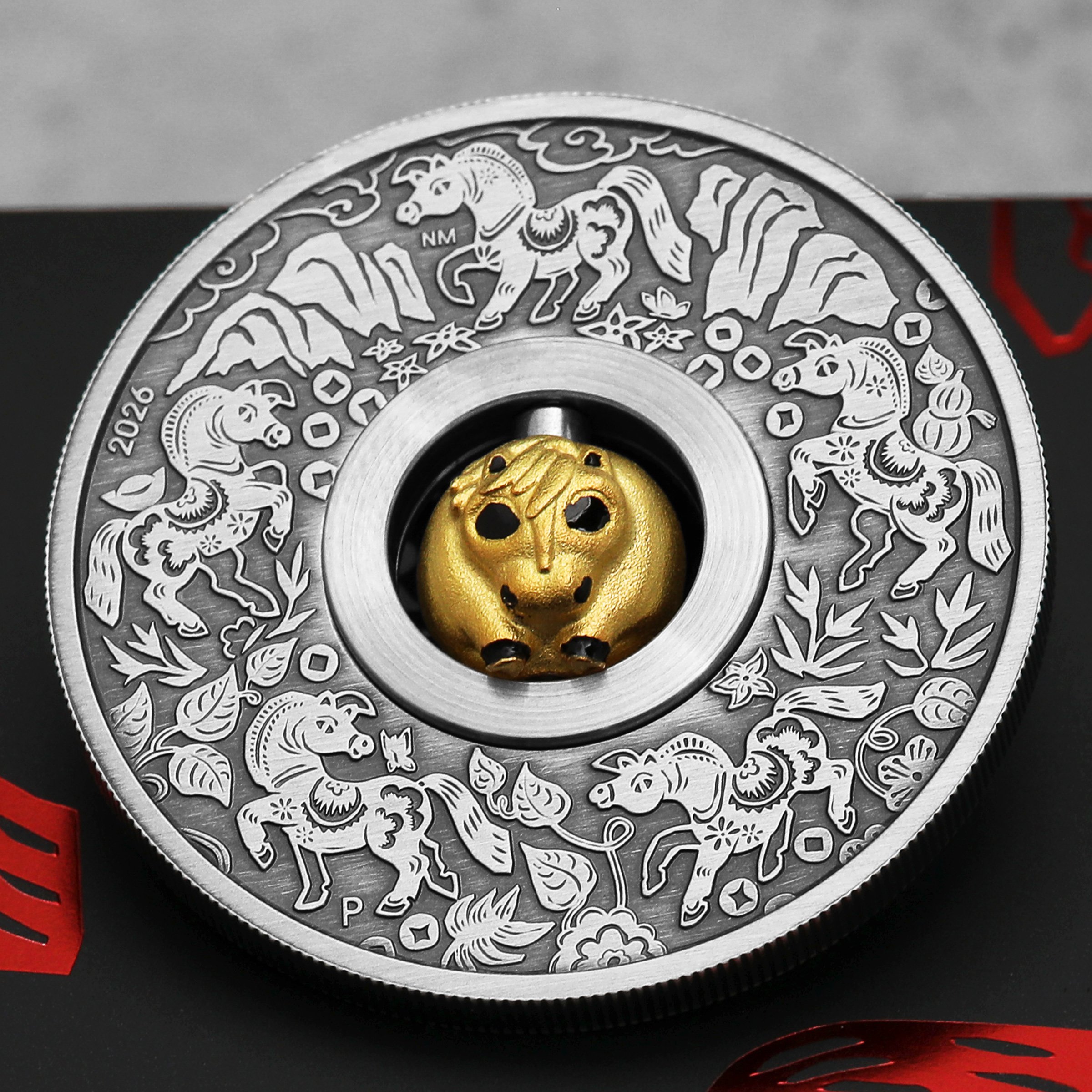 Silbermünze 1oz "Pferd" 2026 (AF) Rotating Charm – Year of the Horse (Tuvalu) - Detailansicht 5