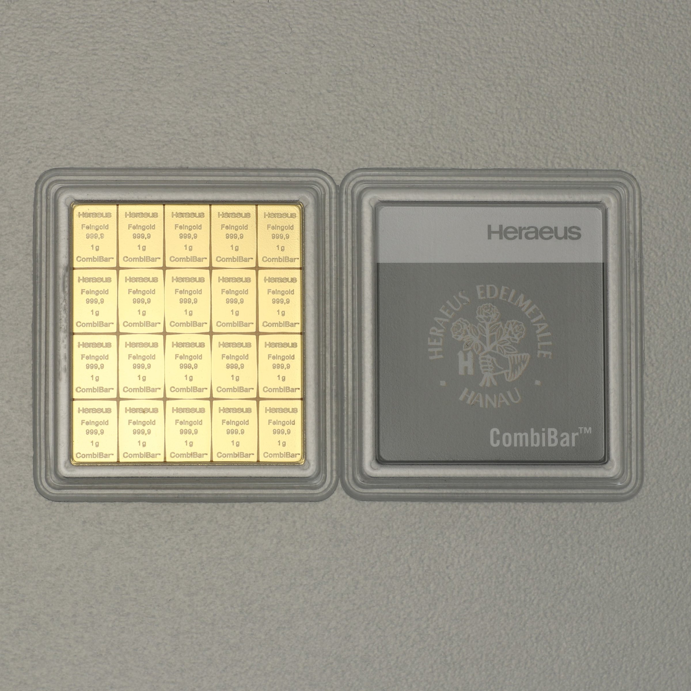 Goldtafel HERAEUS (20x 1g Au) "CombiBar" - Hauptansicht