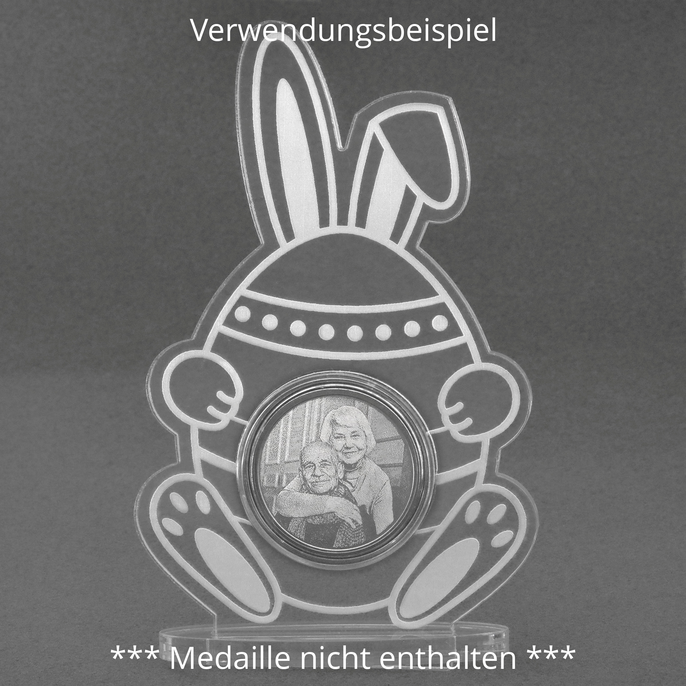 Acrylaufsteller "Osterhase mit Ei" für Medaillen und Münzen - Detailansicht 4