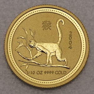 Goldmünze 1/10oz "Affe" 2004 Lunar I – Year of the Monkey (Australien) - Hauptansicht