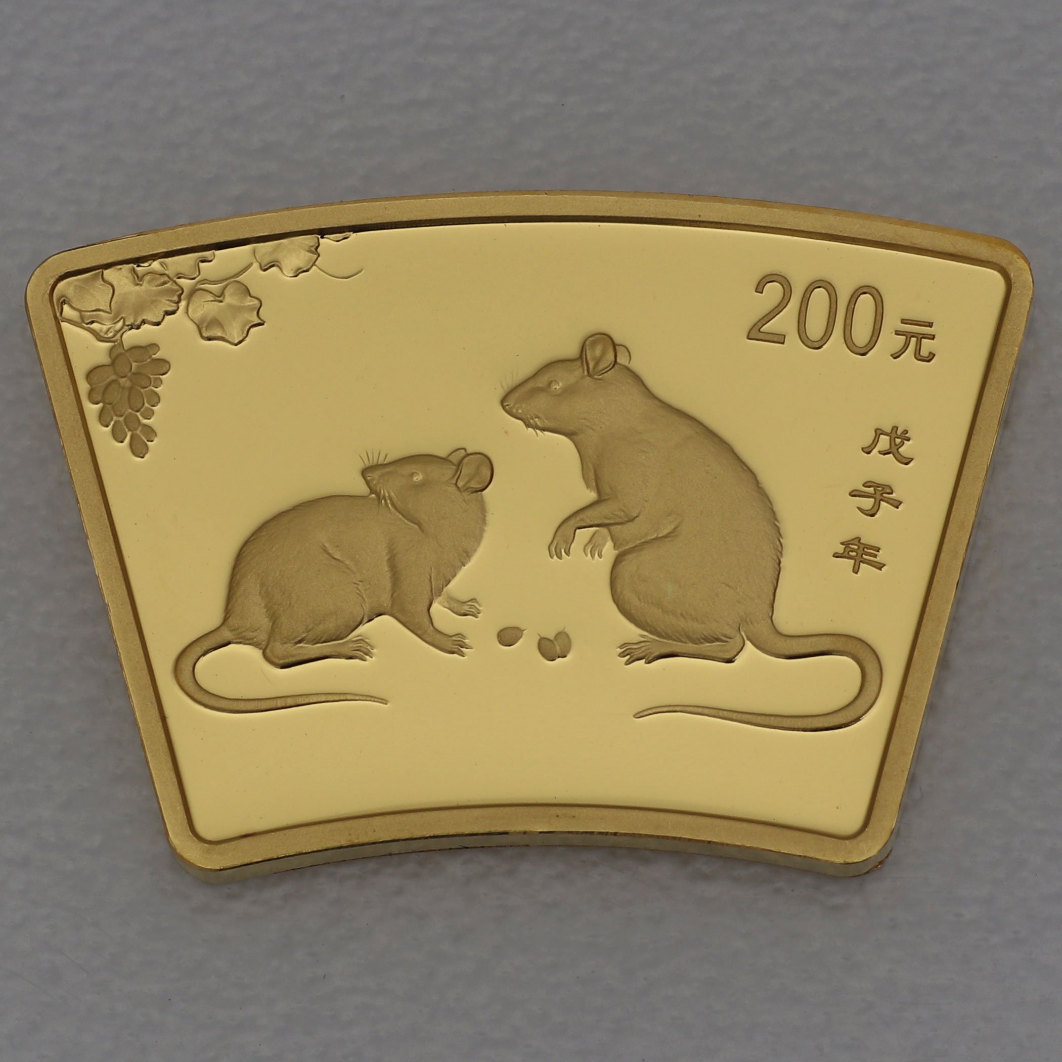 Goldmünze 1/2oz "Ratte" 2008 Lunar - Fächerform (China) - Hauptansicht