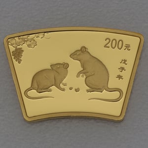 Goldmünze 1/2oz "Ratte" 2008 Lunar - Fächerform (China) - Miniaturansicht 1