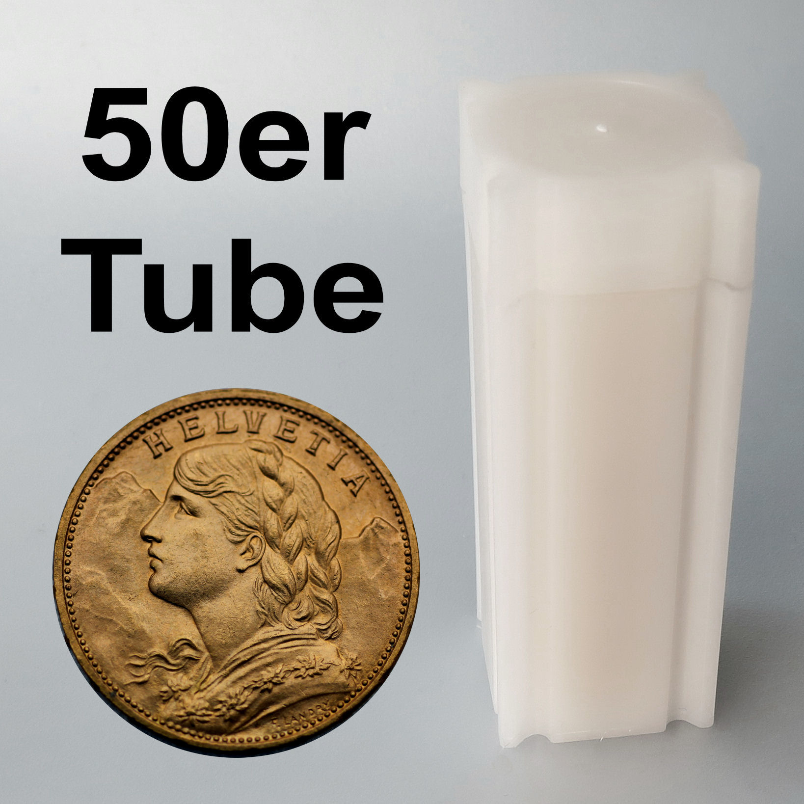 Goldmünze 50x 20 SFR "Vreneli" Tube (Schweiz) - Hauptansicht