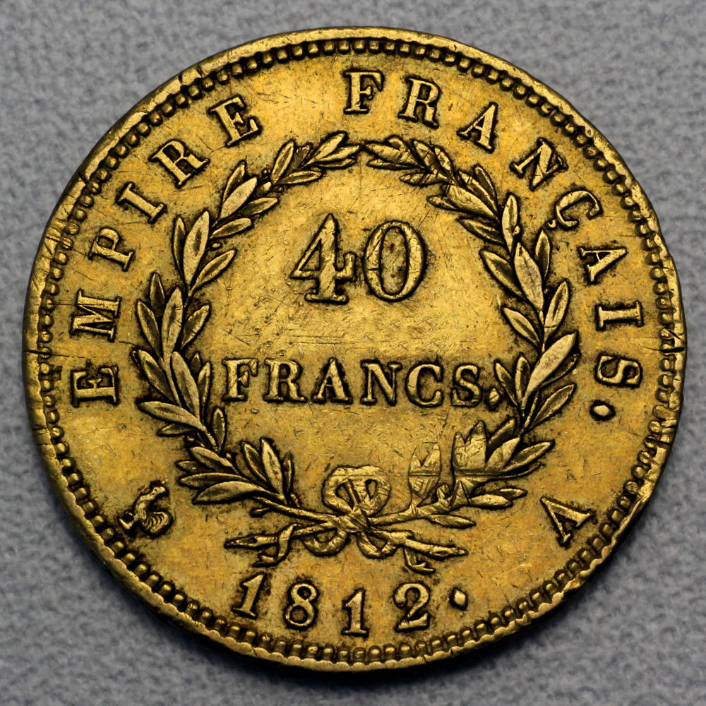 Goldmünze 40 Francs "Napoleon I." mit Kranz (Frankreich) - Detailansicht 1
