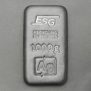 Silberbarren 1000g/1kg ESG gegossen gravierbar Recyclingsilber - Hauptansicht