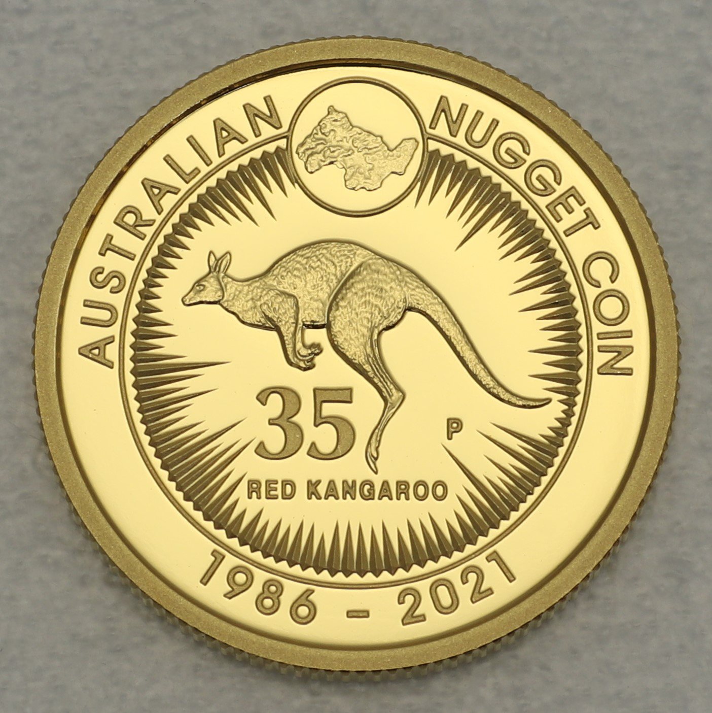 Goldmünze 1/4oz "Känguru/Nugget" 2021 (PP) 35th Anniversary (Australien) - Hauptansicht