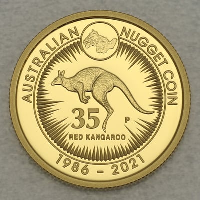 Goldmünze 1/4oz "Känguru/Nugget" 2021 (PP) 35th Anniversary (Australien) - Miniaturansicht 1