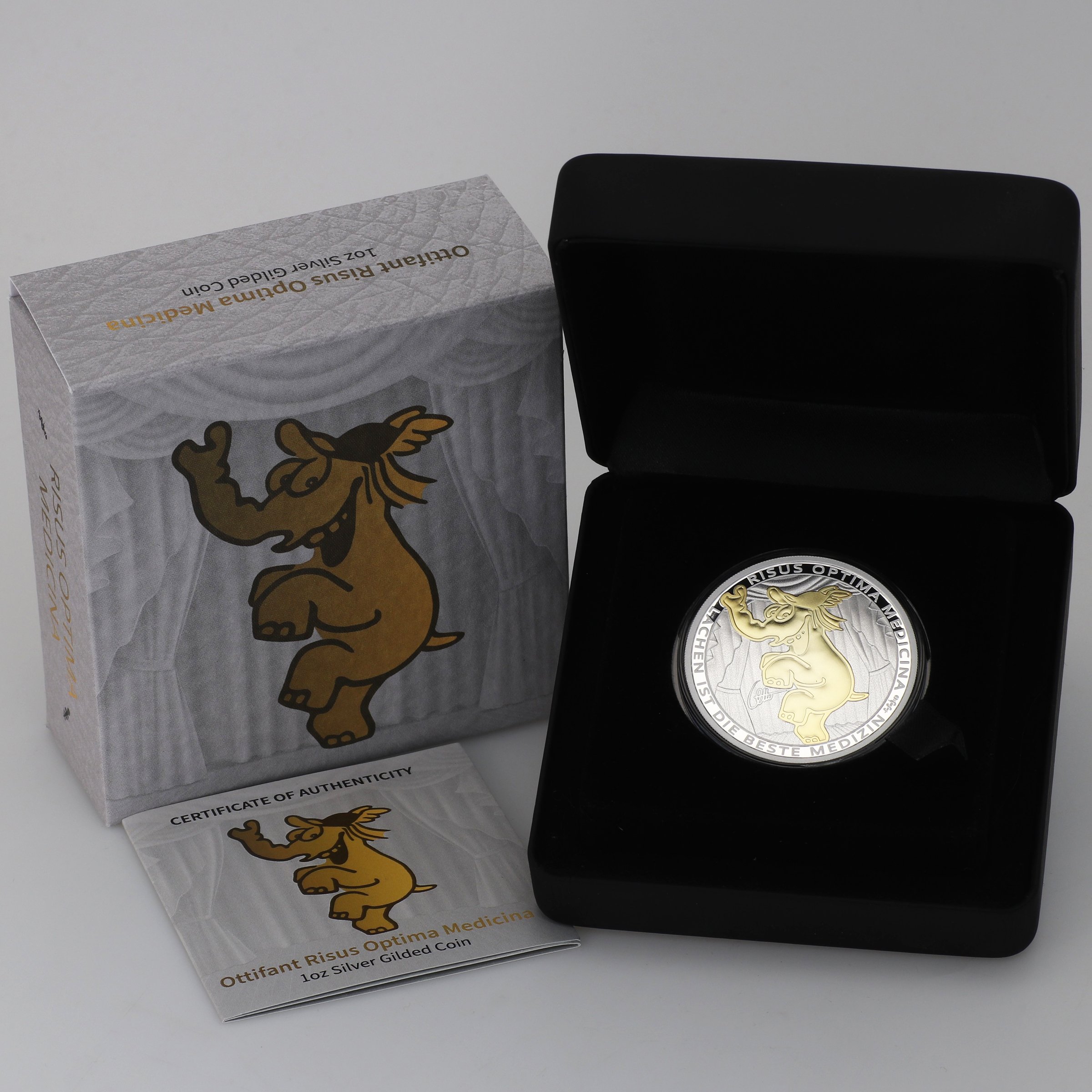 Silbermünze 1oz "Risus Optima Medicina" 2022 (vergoldet) Ottifanten – Funnyfant diff. (Tuvalu) - Detailansicht 2