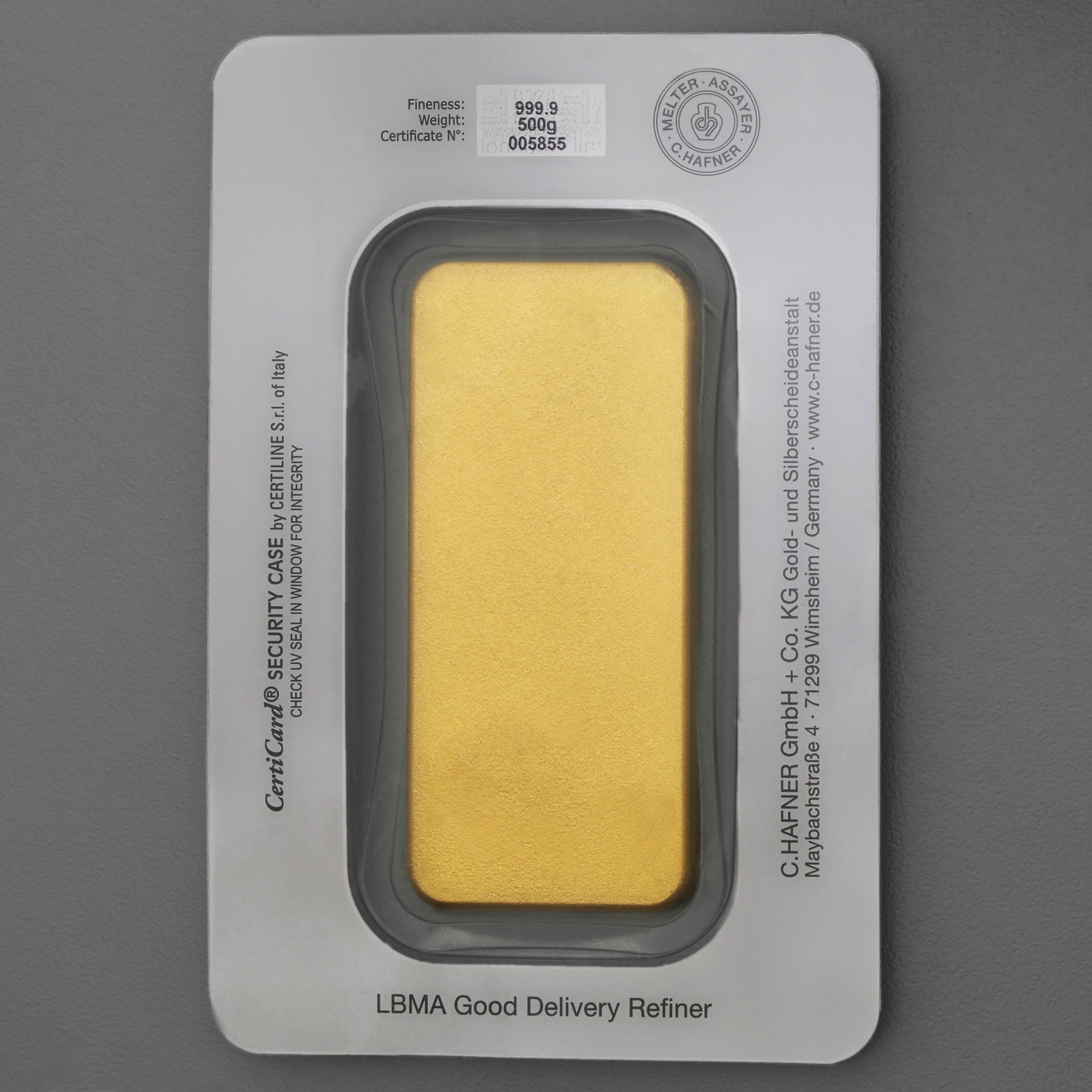Goldbarren 500g "C.HAFNER - Gussform" - Detailansicht 1