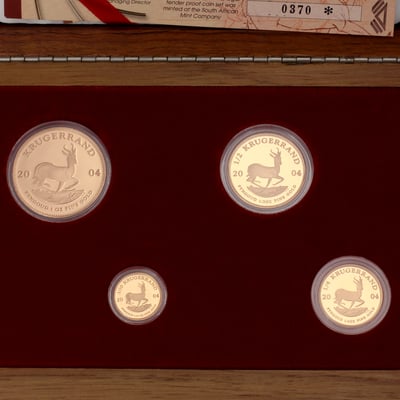 Goldmünzen 4 x "Krügerrand" 2004 (PP) Prestige Set – 4-teilig (Südafrika) - Miniaturansicht 3
