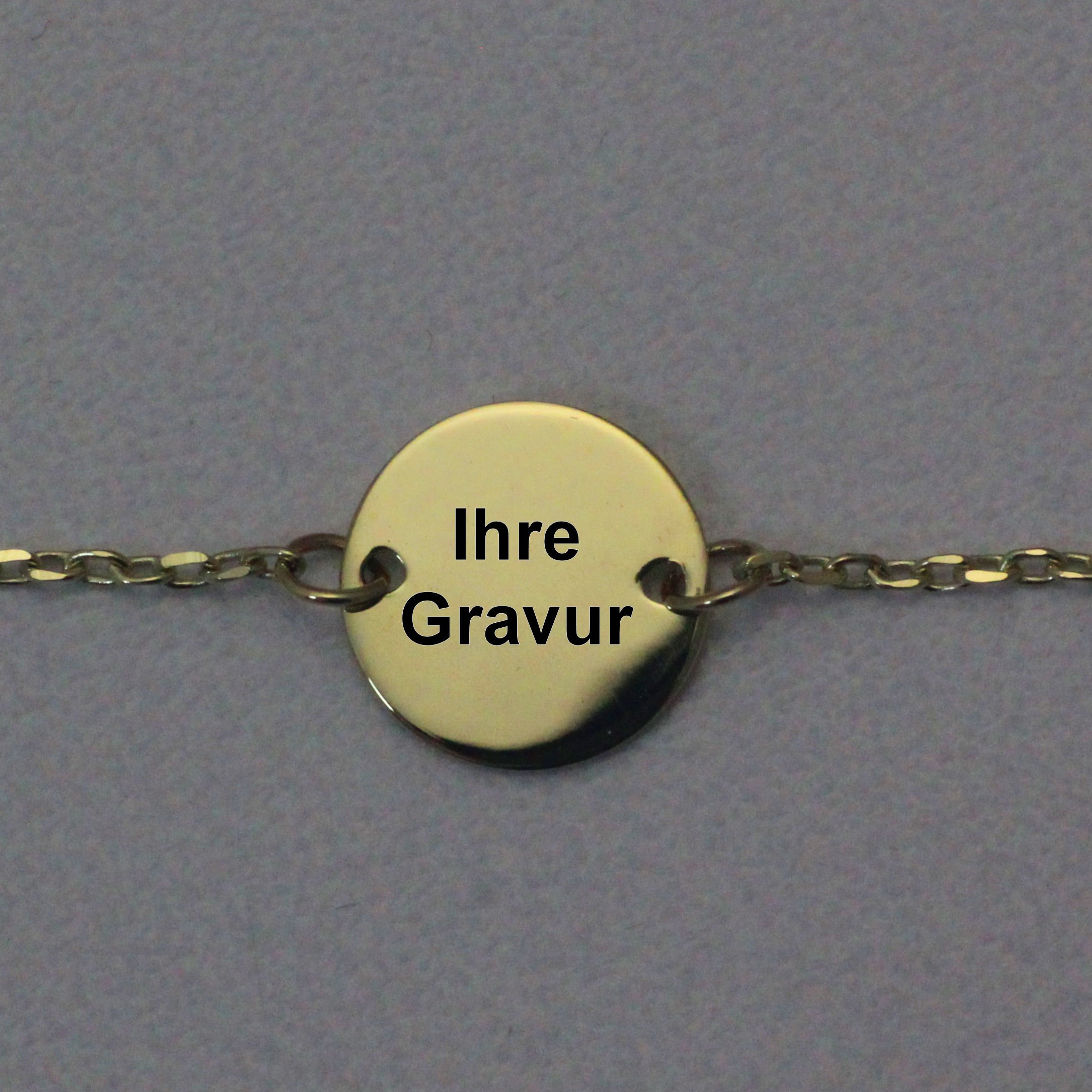 Goldarmband 750er/16 cm "Rund",gravierbar (18 kt) - Detailansicht 1