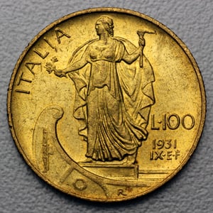 Goldmünze 100 Lire "Vittorio Emanuele III." (Italien) - Miniaturansicht 2