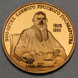 Goldmünze 100 Rubel "Tolstoi" 1991 CCCP (Russland) - Hauptansicht
