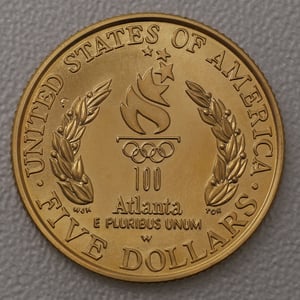 Goldmünze 5 Dollar "Olympia Fahnenträger" 1996 (USA) - Miniaturansicht 2
