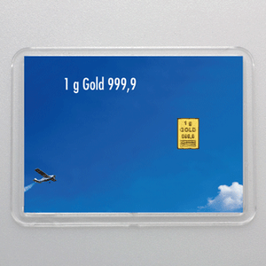 Goldbarren 1g "Danke/Flugzeug" (Flip) - Hauptansicht