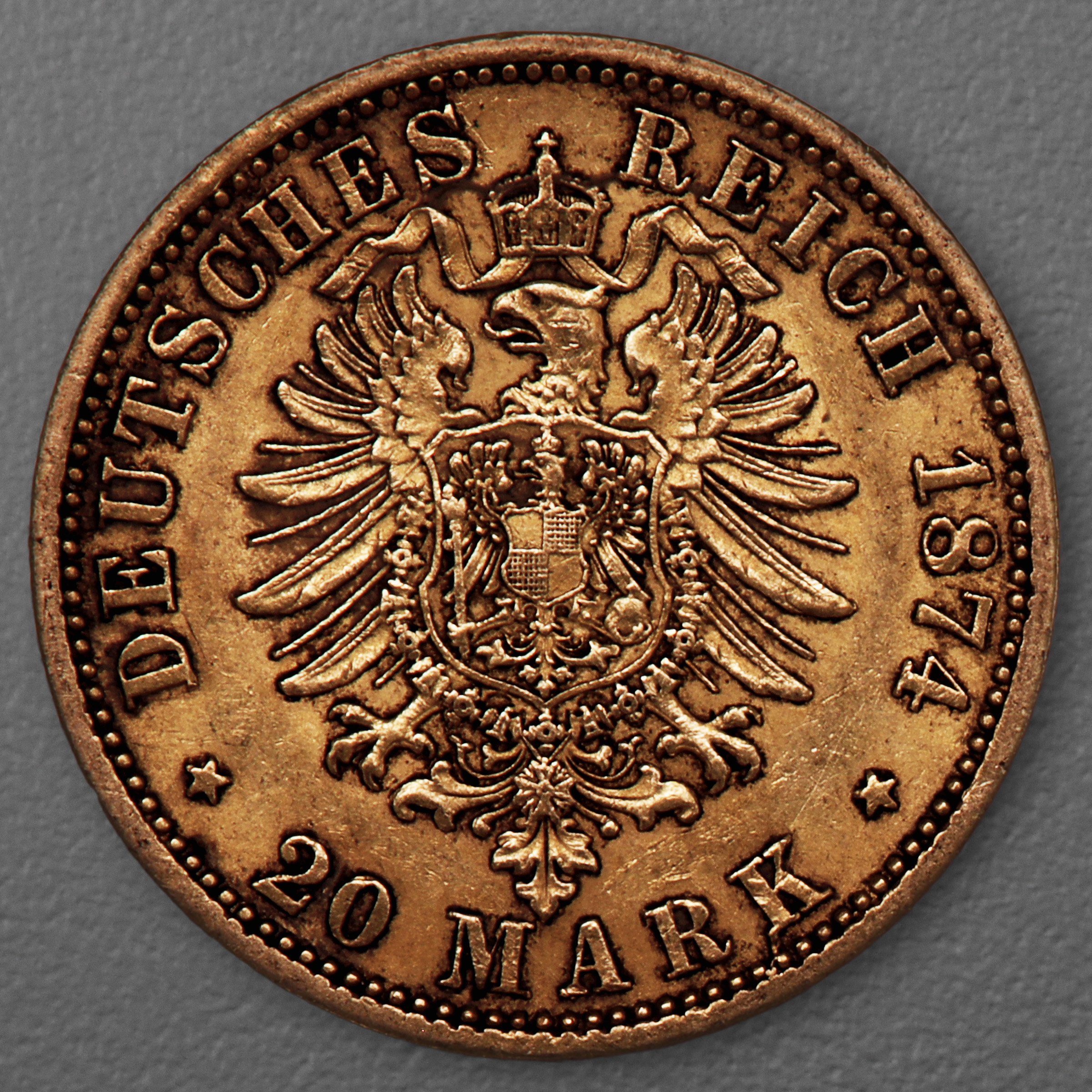 Goldmünze 20 Mark "Wilhelm I." 1874-A J.246 (Preußen) - Detailansicht 1