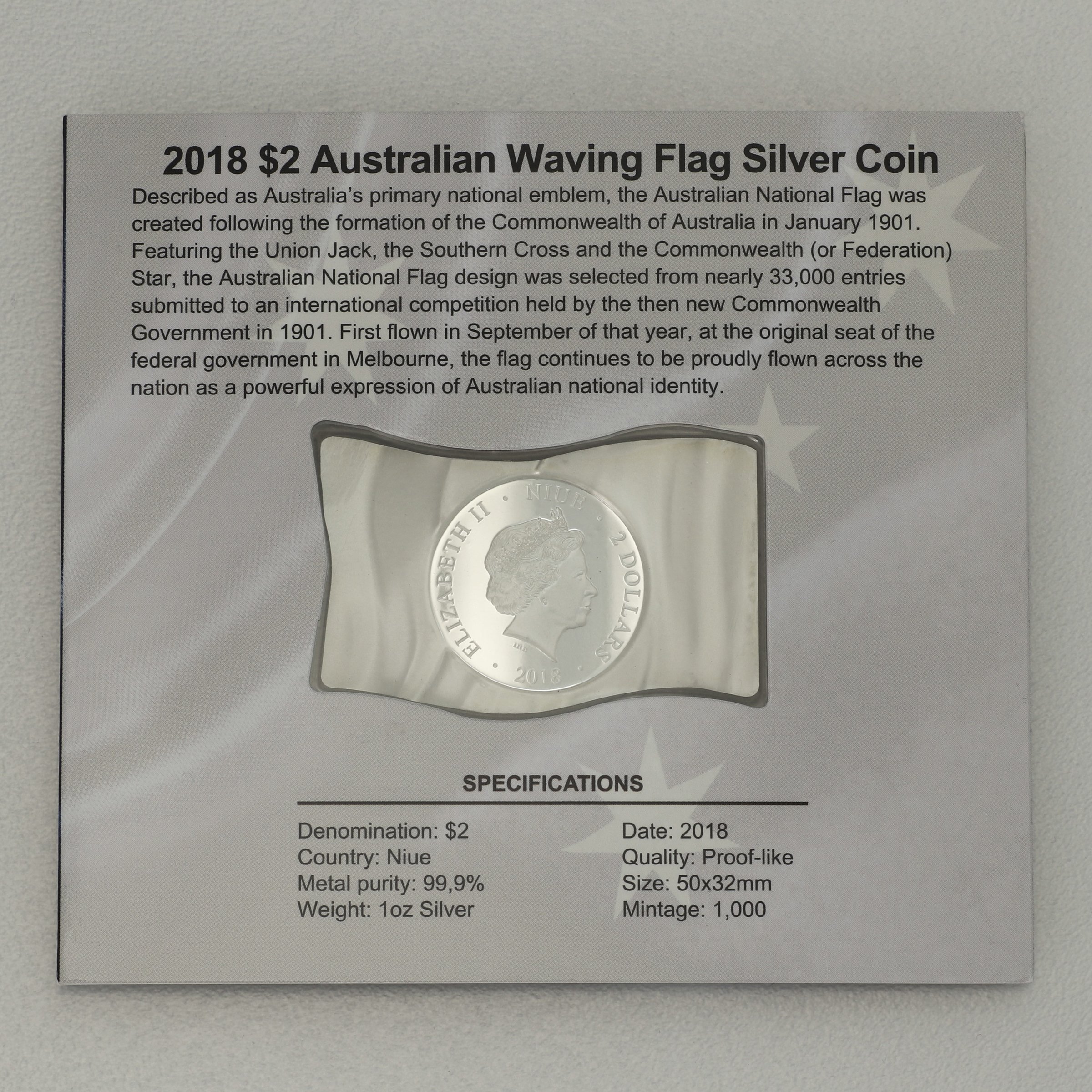 Silbermünze 1oz "Australian Waving Flag" 2018 (PL) (Niue) - Detailansicht 1