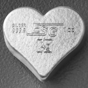 Silberbarren 1oz ESG "Herz" 3D-Barren gegossen glänzend gravierbar - Miniaturansicht 2