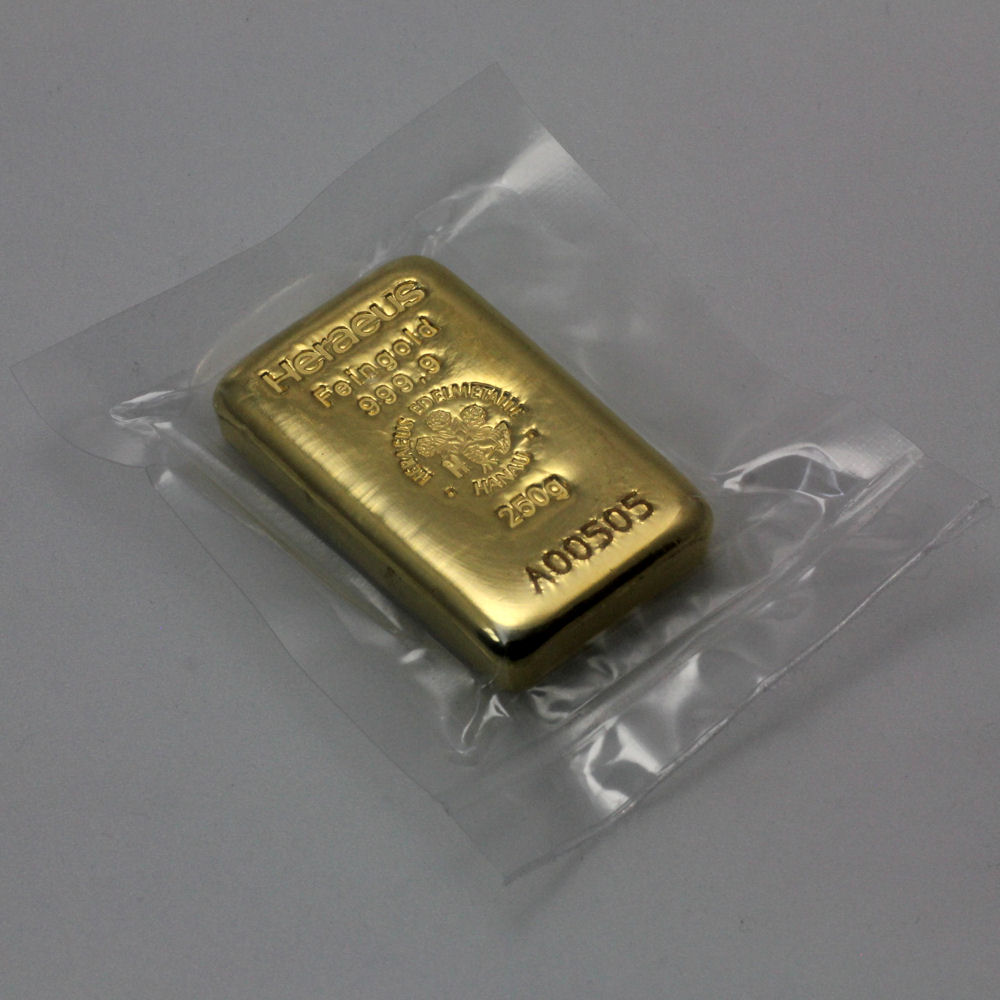 Goldbarren 250g HERAEUS gegossen - Detailansicht 4