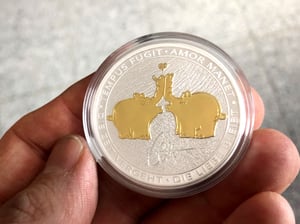 Silbermünze 1oz "Tempus Fugit – Amor Manet" 2020 (vergol.) Ottifanten – Kissing Ottifants (Tuvalu) - Miniaturansicht 3