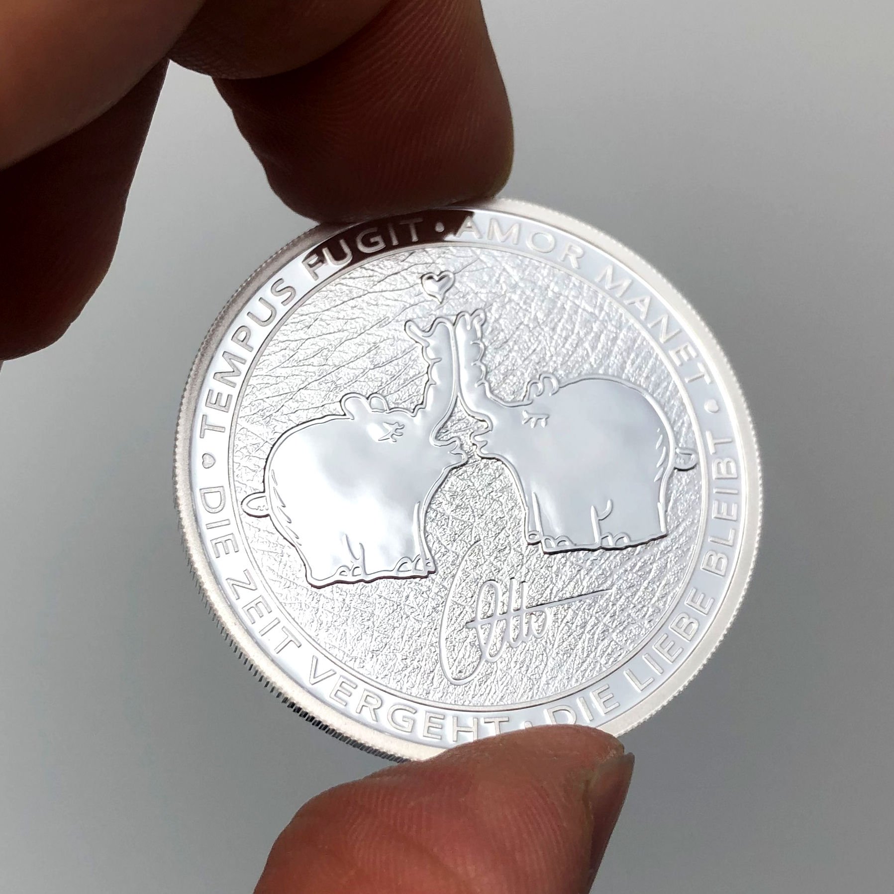Silbermünze 1oz "Tempus Fugit – Armor Manet" 2020 Ottifanten – Kissing Ottifants diff. (Tuvalu) - Detailansicht 2