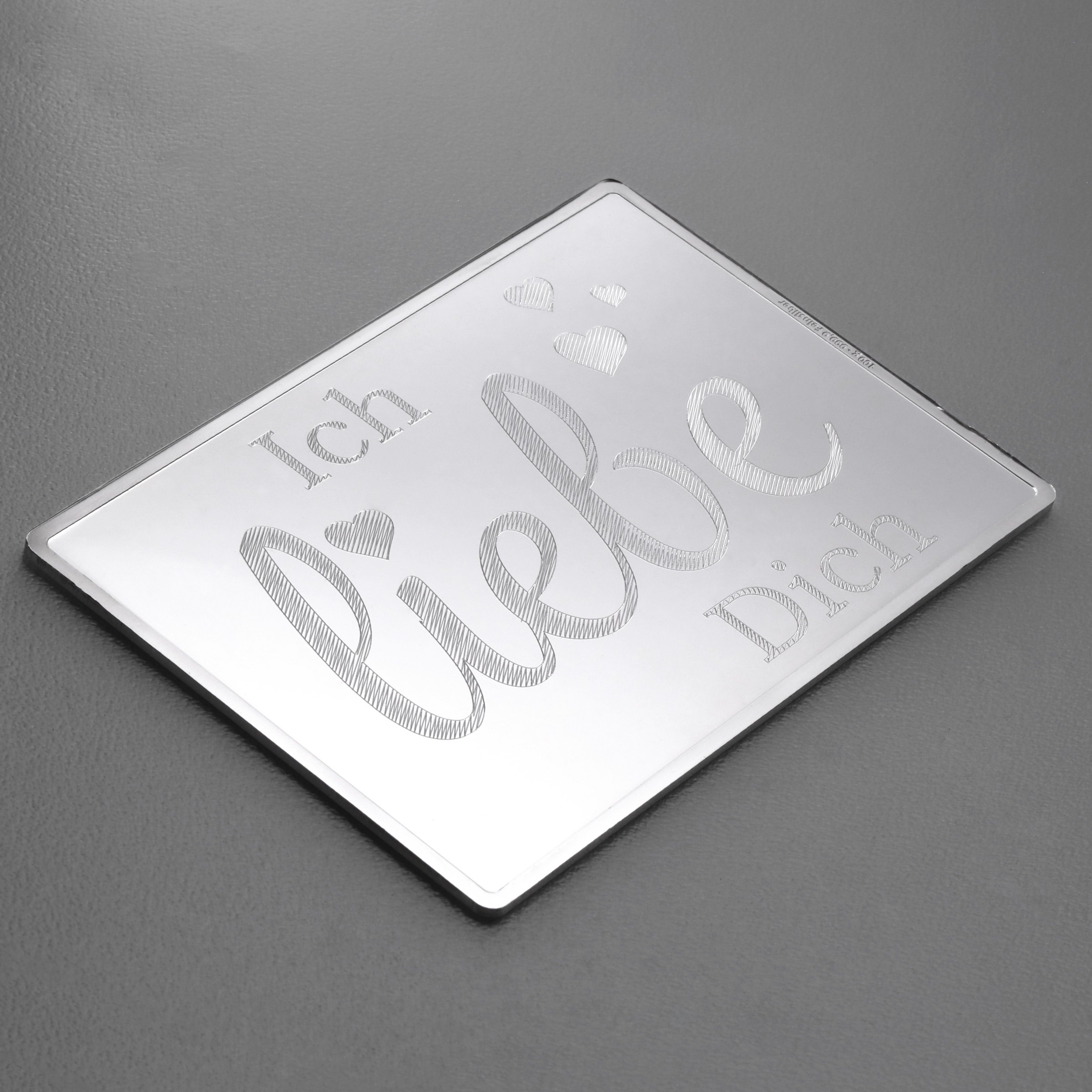 Silberbarren 100g "Ich liebe Dich" Gravur-Silbertafel - Detailansicht 2