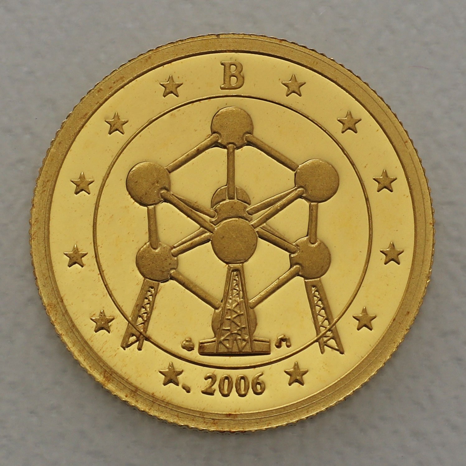Goldmünze 1/25oz "Belgien" 2006 Atomium in Brüssel (Liberia) - Hauptansicht
