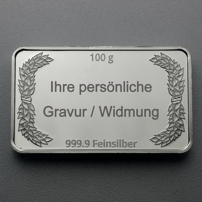 Silberbarren 100g "Lorbeerkranz" gravierbar Recyclingsilber - Miniaturansicht 1