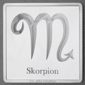 Silberbarren 1oz "Sternzeichen Skorpion" Gravurbarren quadratisch - Hauptansicht