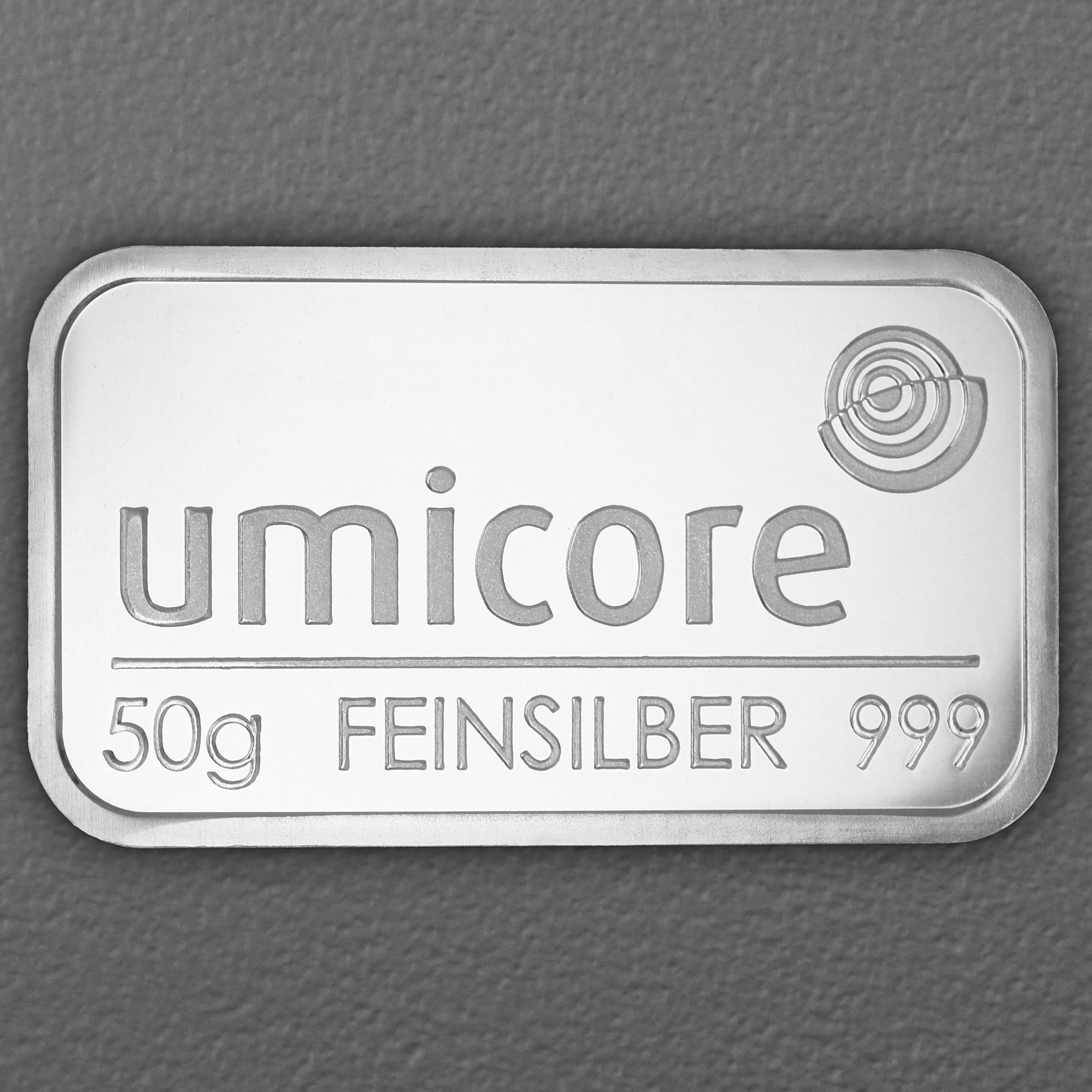 Silberbarren 50g UMICORE geprägt - Hauptansicht