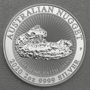 Silbermünze 2oz "Hand of Faith" 2020 Australian Nugget (Australien) - Miniaturansicht 1