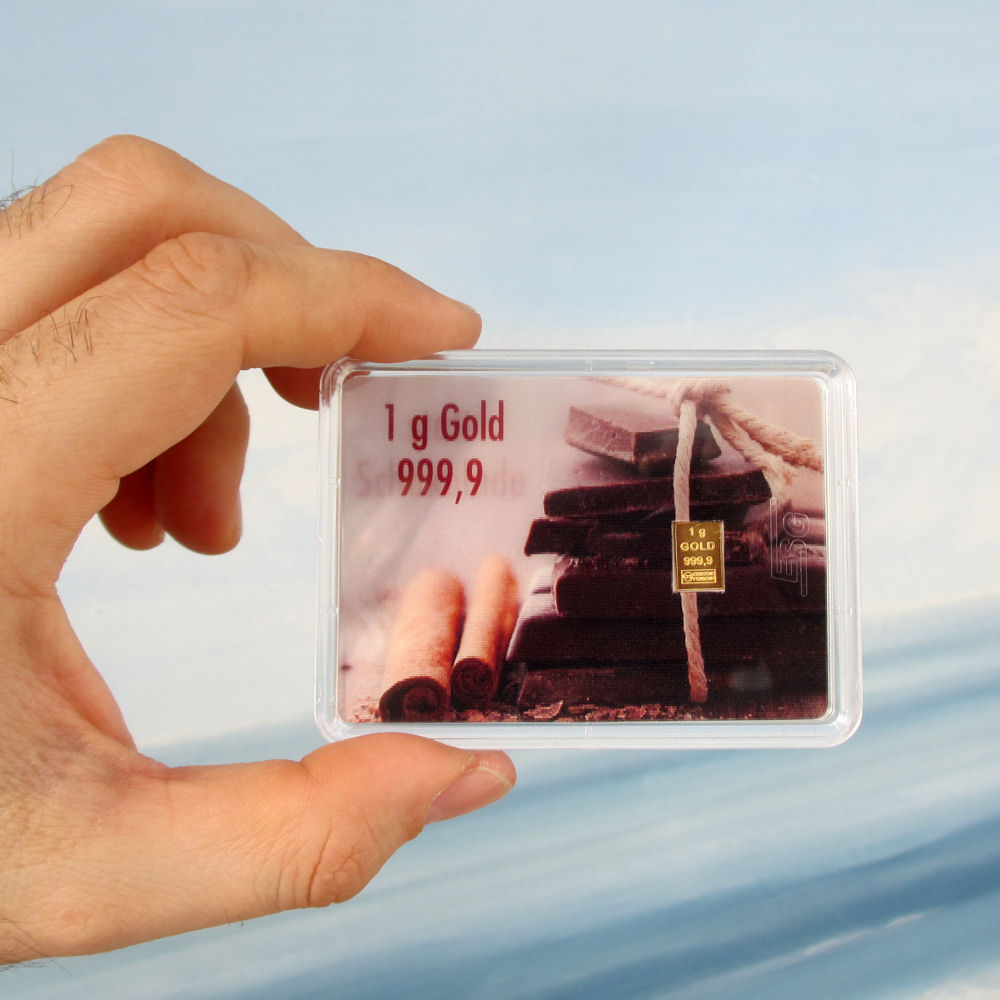 Goldbarren 1g "Gold statt Schokolade" (Flip) - Detailansicht 1