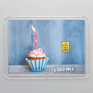 Goldbarren 1g "Muffin/Happy Birthday" (Flip) - Hauptansicht