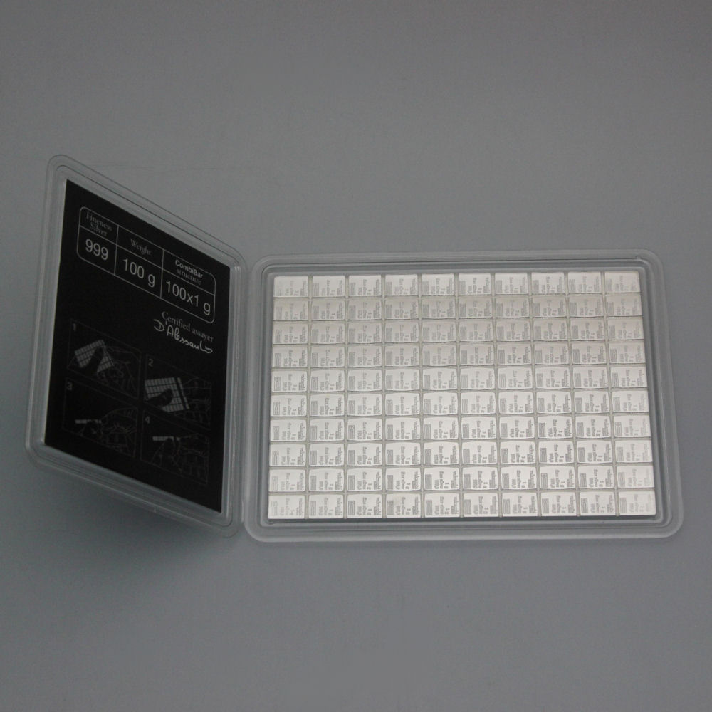 Silbertafel VALCAMBI (100x 1g Ag) "CombiBar" - Detailansicht 2