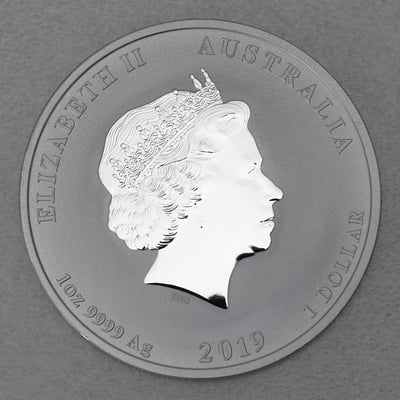 Silbermünze 1oz "Schwein" 2019 (vergoldet) Lunar II – Year of the Pig (Australien) - Miniaturansicht 2