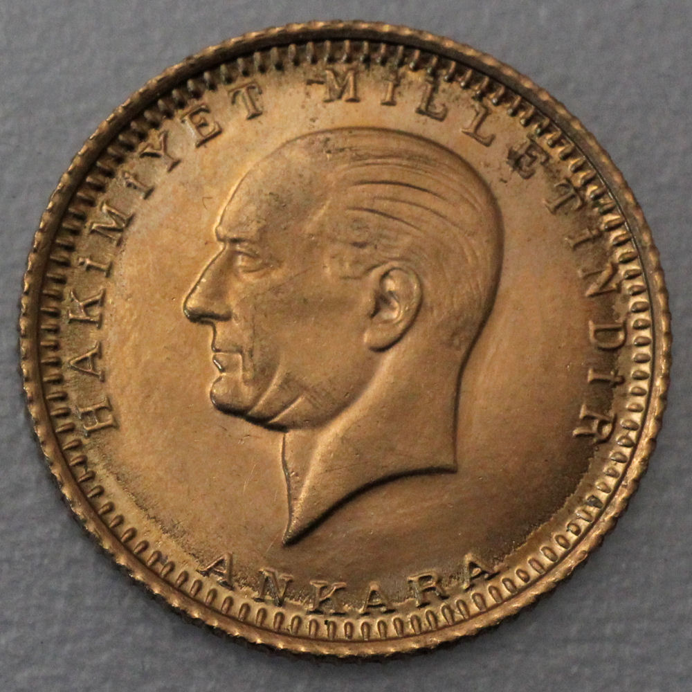 Goldmünze 25 Piaster "Atatürk/Inonu" (Türkei) - Hauptansicht