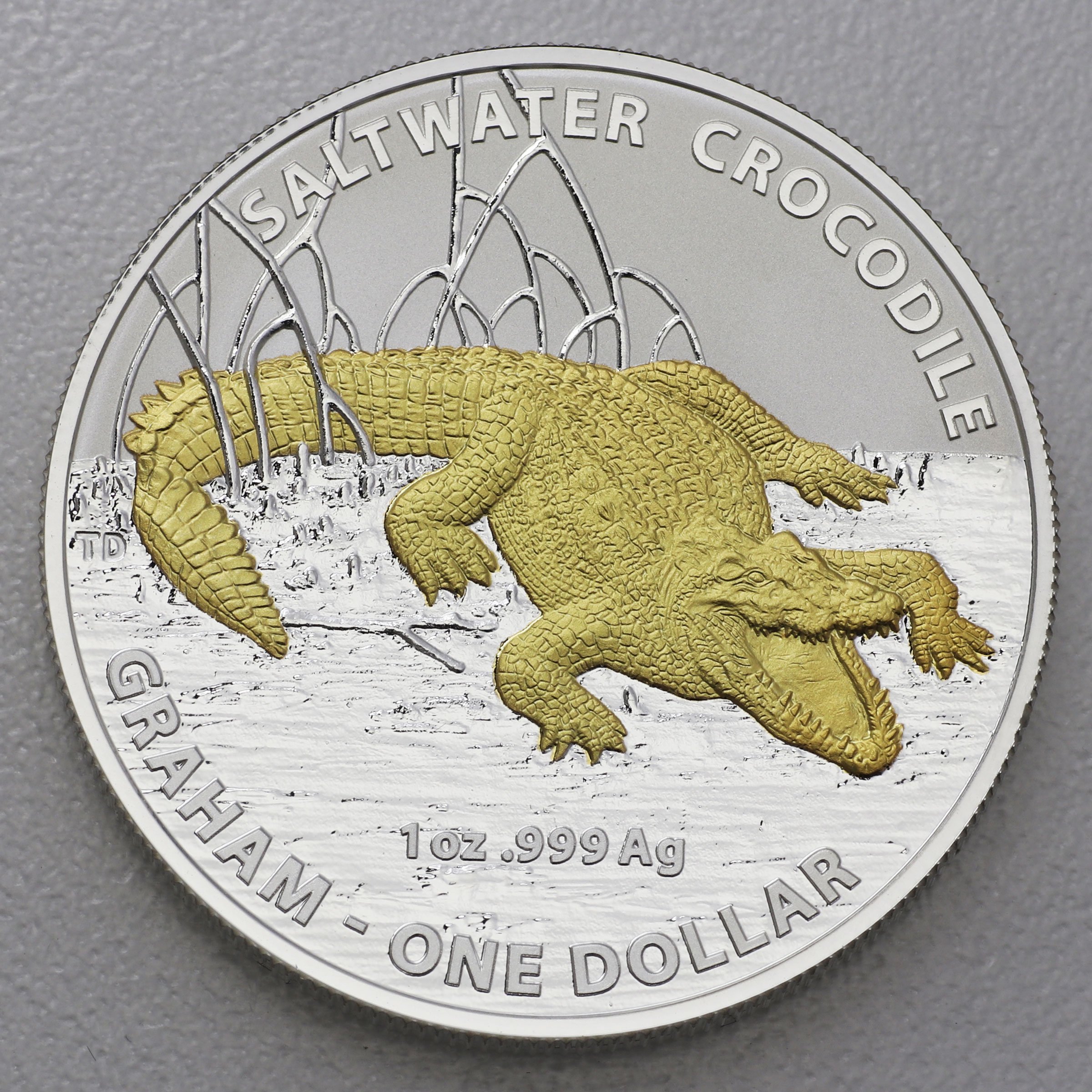Silbermünze 1oz "Krokodil-Graham" 2014 (vergoldet) Australian Saltwater Crocodiles (Australien) - Hauptansicht