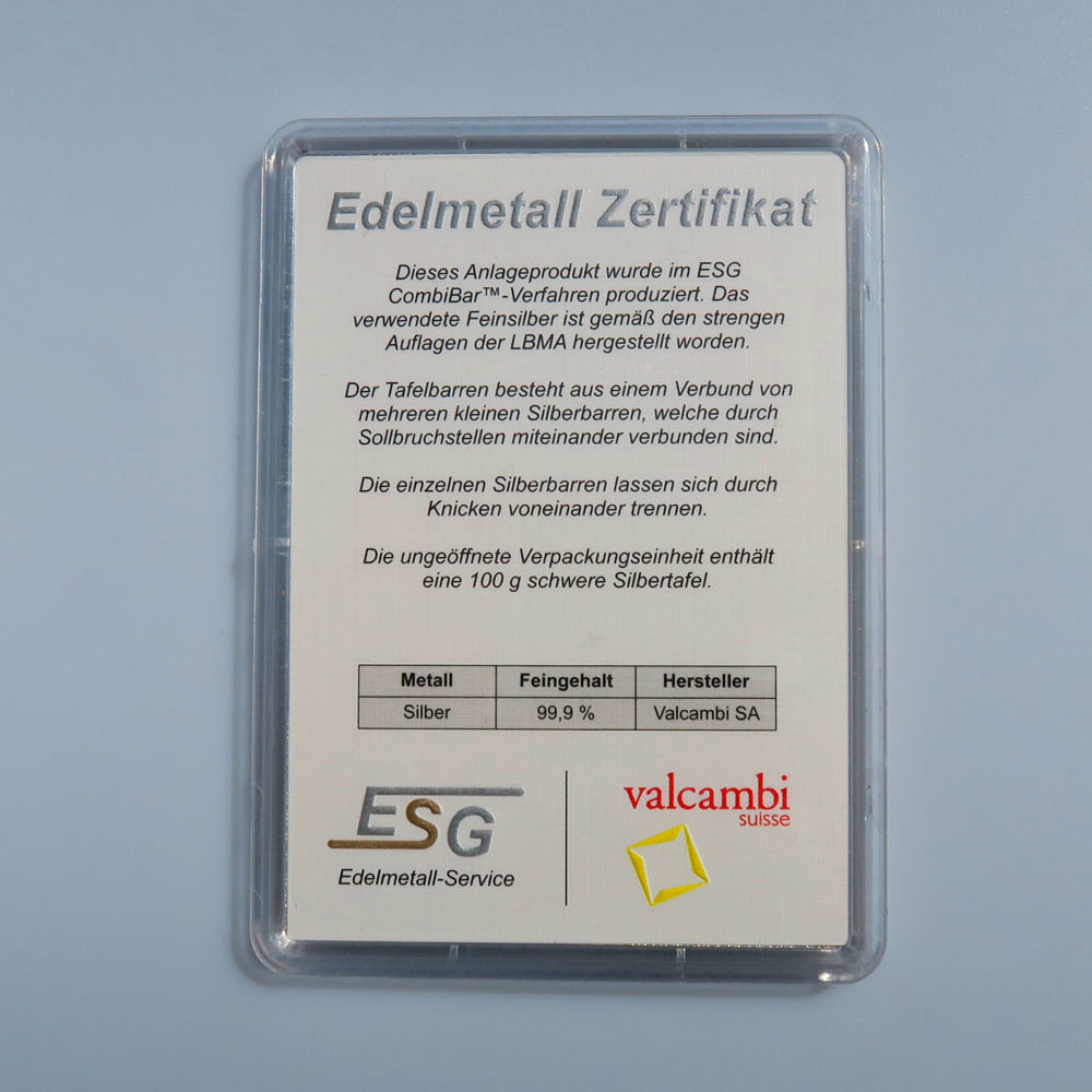 Silbertafel (100x 1g Feinsilber) "CombiBar" - Detailansicht 5