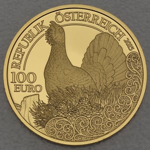 Goldmünze 100 Euro "Auerhahn" 2015 Unseren Wildtieren auf der Spur (Österreich) - Hauptansicht