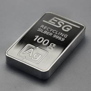Silberbarren 100g ESG geprägt gravierbar Recyclingsilber - Miniaturansicht 2