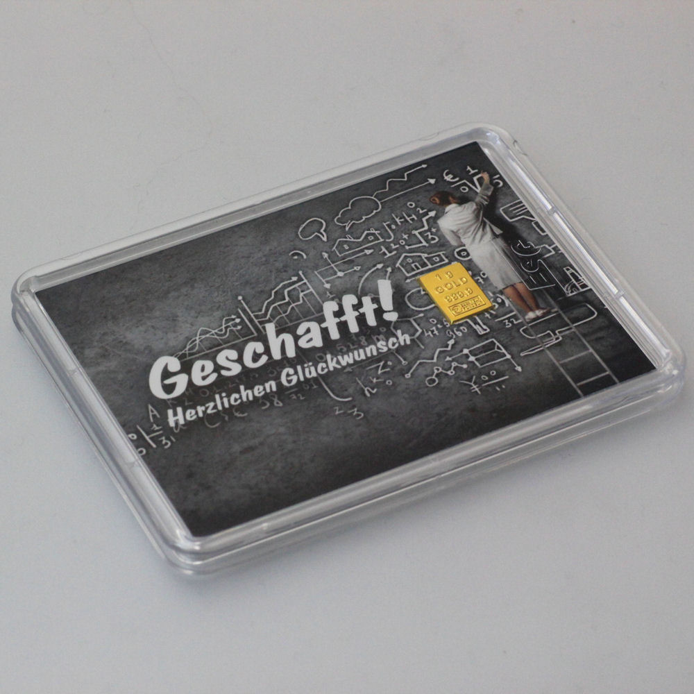 Goldbarren 1g "Glückwunsch/Geschafft" (Motivbox) - Detailansicht 1