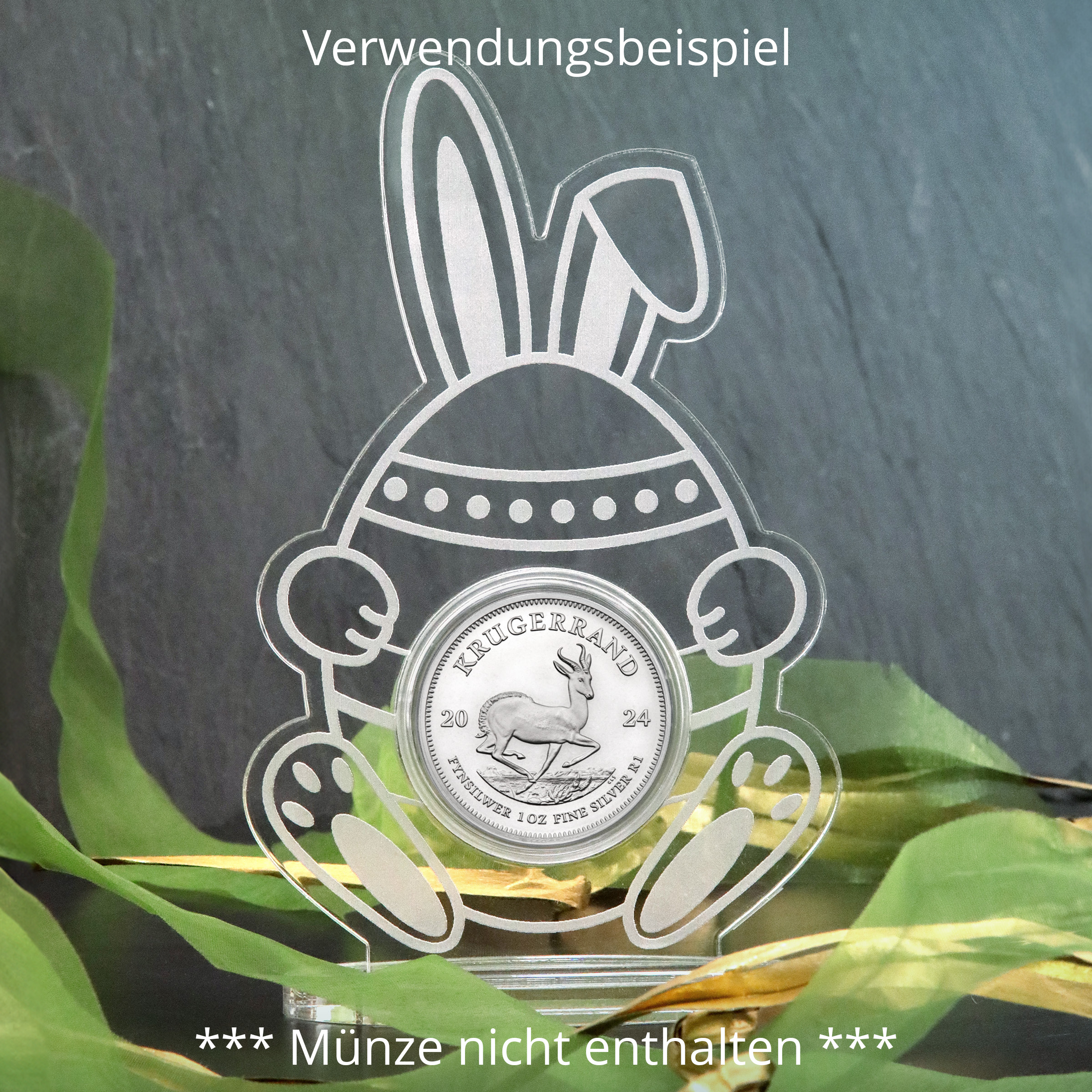 Acrylaufsteller "Osterhase mit Ei" für Medaillen und Münzen - Detailansicht 6