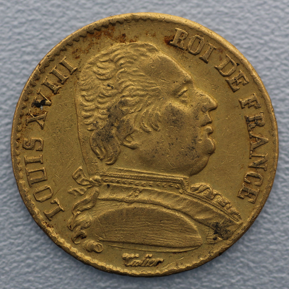Goldmünze 20 Francs "Louis XVIII." Uniform (Frankreich) - Hauptansicht