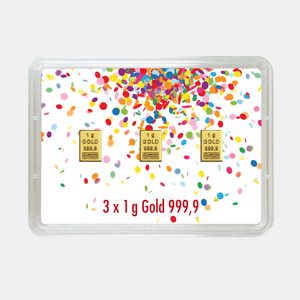 Goldbarren 3g "Jugendweihe - Konfetti" (Flip) - Hauptansicht