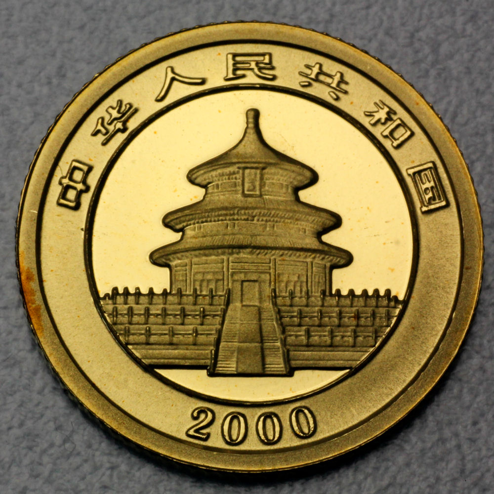 Goldmünze 1/10oz "Panda" 2000 (China) - Detailansicht 1