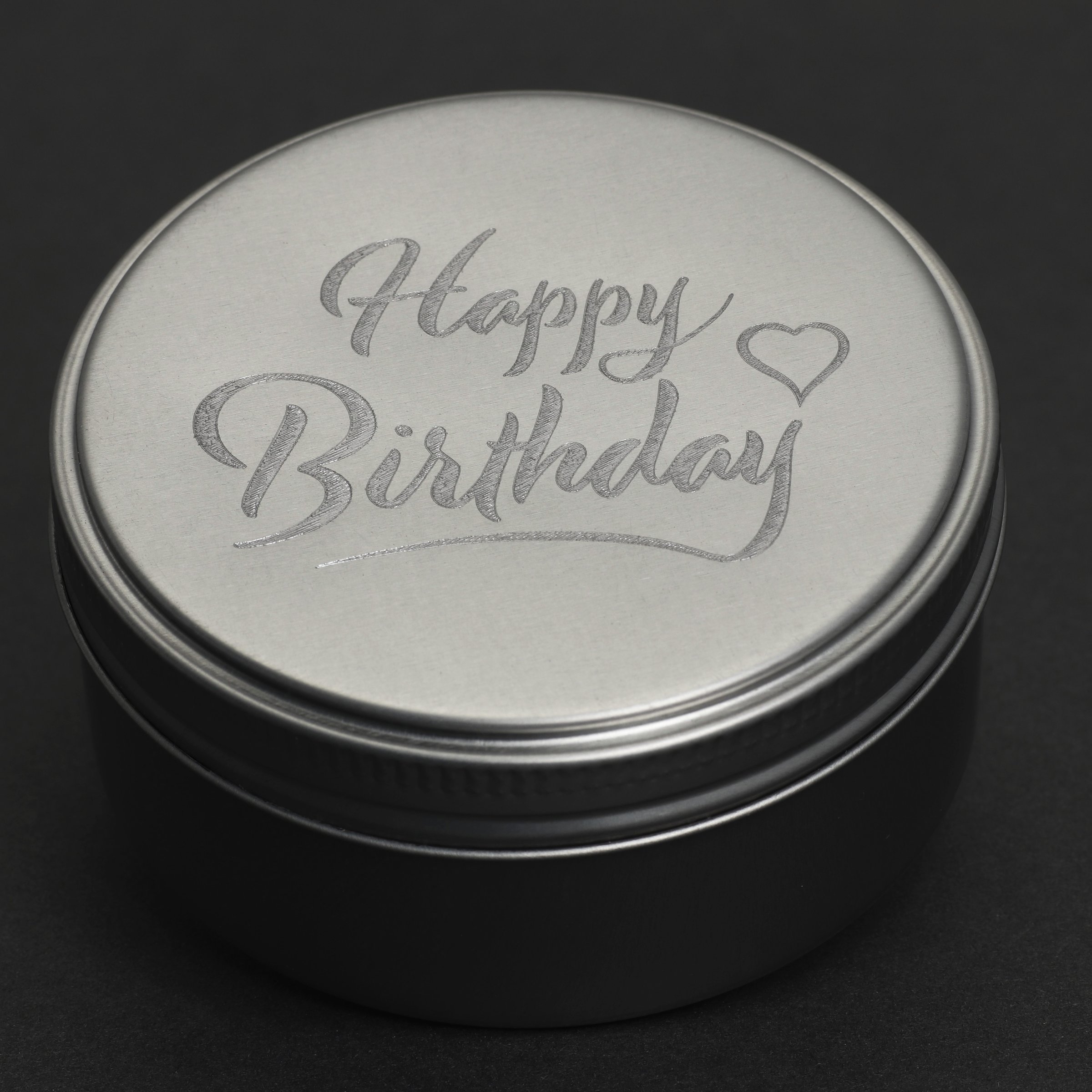 Geschenk-Box "Happy Birthday" (rund, Ø: ca. 8 cm) - Hauptansicht
