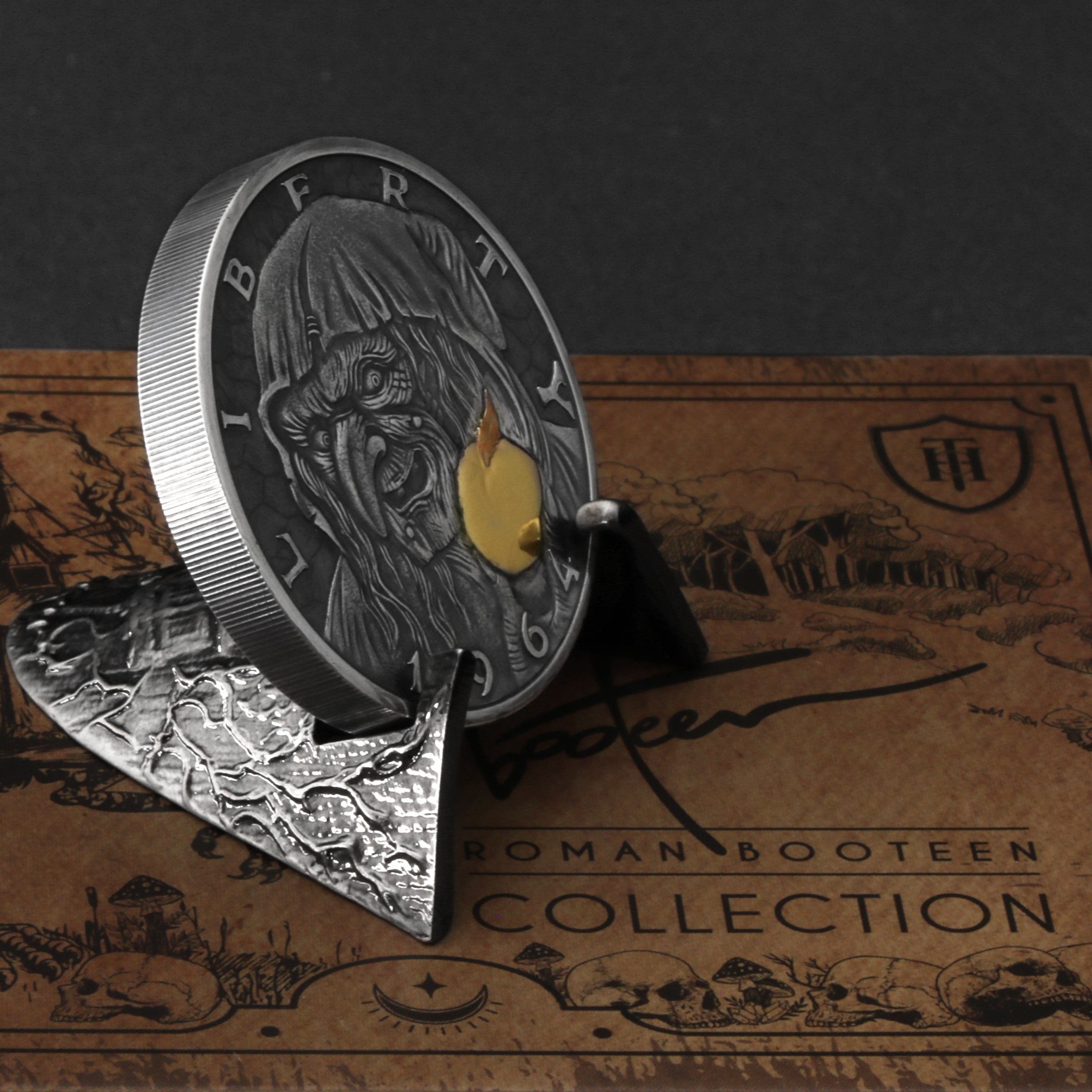 Silbermünze 2oz "The Witch" 1964 (UHR/koloriert) Roman Booteen Collection (USA) - Detailansicht 8